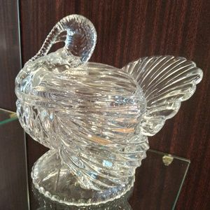 Turkey Shaped Crystal Bowl with Lid